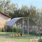 PawHut Galvanized Large Metal Chicken Coop Cage - 9.2' x 6.2' x 6.5' - Silver-A spacious enclosure offers enough room for chickens, ducks, rabbits and more 