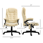 HOMCOM - Fauteuil de bureau exécutif en similicuir avec massage chauffant - beige-Grande flexibilité grâce à la hauteur d’assise réglable et à la base pivotante à 360 degrés