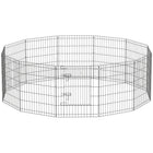 PawHut - parc d’exercice pour animaux en métal pliable 24 po H, 12 panneaux, pour chien ou chiot, jardin-Le parc de jeu avec revêtement noir offre une protection durable contre les éléments extérieurs 