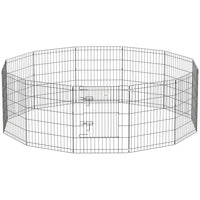 PawHut - parc d’exercice pour animaux en métal pliable 24 po H, 12 panneaux, pour chien ou chiot, jardin-Le parc de jeu avec revêtement noir offre une protection durable contre les éléments extérieurs 