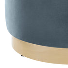 Modway Tilden 16" Round Performance Velvet Upholstered Ottoman - Cadet Blue/Natural-Weight Capacity: 506 lbs.