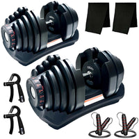 MotionGrey Adjustable Dumbbells - 10-90 lb Weight Set with Anti-Slip Metal Handle - Black - Set of 2-Quickly switch between multiple weight settings with a simple dial-perfect for full-body workouts at home