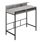 Monarch Specialties 7703 48" Computer Desk - Grey/Black Standing Height-Computer desk standing high in a grey finish featuring a small hutch and 2 open storage shelves