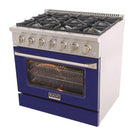 Kucht 36" KNG Series Pro Style Natural Gas Range - Stainless Steel/Blue-Sealed burners make the range easy to clean