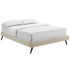 Modway Loryn Fabric Full Bed Frame with Round Splayed Legs - Beige-Ten Wood Support Slats