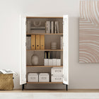 Manhattan Comfort Abbey 31.5" Modern Décor Cabinet - Maple and Off White-Sleek, Handle-Free Doors for a Clean, Uncluttered Look