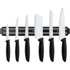 Tramontina - Ensemble de 7 couteaux Plenus en acier inoxydable avec manches noirs en polypropylène-Ensemble comprend : 1x couteau à légumes de 3", 1x couteau à steak de 5", 1x couteau à désosser de 5", 1x couperet de 5", 1x couteau utilitaire de 7", 1x couteau de chef de 7" et 1x support magnétique