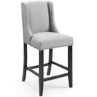 Modway Baron Upholstered Fabric Counter Stool - Light Gray - Set of 2-Polished Nailhead Trim