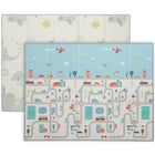 Qaba - Tapis de jeu pour bébé - grand tapis en mousse - 77 po L x 58 po l - motif circuit et éléphant-Alternez entre un motif de voiture de circuit et un motif d’éléphant mignon 