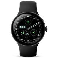 Google Pixel Watch 4 - 45 mm - Wi-Fi - Matte Black Case - Obsidian Active Band-The Actua 360 display is more glanceable with a 10% larger active area, 50% brighter at 3,000 nits, and as durable as ever with scratch-resistant Gorilla Glass