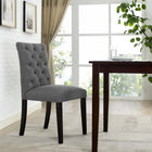 Modway Duchess Button Tufted Fabric Dining Chair - Grey-Solid Rubberwood Legs