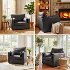 HOMCOM PU Leather Accent Chair with Wide Seat - Spring Cushion - Wood Legs - 2 Pillows for Living Room - Black-Overall Dimension: 43.3" W x 30.3" D x 31.5" H (110 x 77 x 80 cm) 
