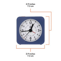 Marathon Watch Mini Non-Ticking Analog Alarm Clock with Auto Back Light and Snooze Function - Blue-Silent smooth sweep: this clock was engineered with a silent, continuous-sweep second hand quartz movement. It does not emit a ticking sound.