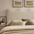 Modway Athena Striped Fabric Upholstered Queen Size Headboard - Oatmeal Stripe-Seven Adjustable Mounting Positions