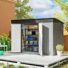 Outsunny 9' x 4' Storage Shed - Grey-Galvanized steel construction ensures durability and water resistance
