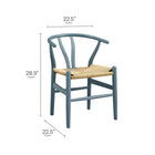 Modway Amish 29" Wood Dining Chair - Harbor Blue-V-Shaped Cutaway Backrest