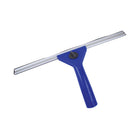 Globe Commercial 18"L Complete Plastic Window Squeegee - Blue/Silver-Lightweight, durable ABS plastic handle with aluminum channel