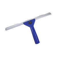 Globe Commercial 18"L Complete Plastic Window Squeegee - Blue/Silver-Lightweight, durable ABS plastic handle with aluminum channel