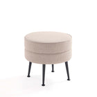 Manhattan Comfort Bailey 18.11" Mid-Century Modern Polyester Blend Upholstered Ottoman - Oatmeal with Black Legs-30 Day Limited Manufacturer's Warranty