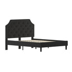 Flash Furniture - Lit plateforme Brighton grand touffeté en tissu noir-Tête de lit arquée