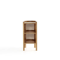 Manhattan Comfort - Table d’appoint industrielle chic de 11,81 po de Versailles - Nature-Table d’appoint moderne chic industriel en rotin parfaite pour le salon et la chambre