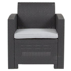 Flash Furniture Chaise en fausse rotin gris foncé avec coussin gris clair tout temps-Chaise d'extérieur contemporaine