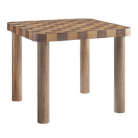 Modway Oscar 36" Square Checkered Dining Table - Walnut and Dark Walnut-36-Inch Square Tabletop