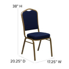 Flash Furniture HERCULES Series Crown Back Stacking Banquet Chair with Gold Frame - Navy Blue Patterned Fabric-Crown Back Design