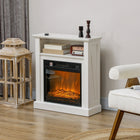HOMCOM 27" Electric Fireplace Heater with Mantel and Remote Control - White-Flame effect usable without heat for all-season enjoyment 