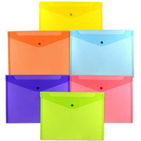 JAM Paper Plastic Envelopes with Snap Closure, Letter Booklet, 9.75 x 13, Assorted Poly Colours, 18 Pack (218s0rgbypclg)-18 Colourful Plastic Button Snap Envelopes: Red x 3, Green x 3, Blue x 3, Purple x 3, Yellow x 3, and Clear x 3