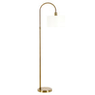Hudson&Canal - Lampadaire Veronica Arc avec abat-jour en tissu - Laiton antique/blanc-Design transitionnel pour votre salon, votre bureau, votre chambre ou votre coin lecture