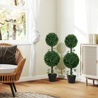 HOMCOM - Arbres topiaires artificiels en buis 3 pi - vert - lot de 2-Une base remplie de ciment assure la stabilité, empêchant tout basculement sur votre porche ou terrasse 