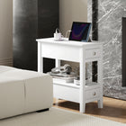 HOMCOM End Table with Charging Station and USB Ports - White-Anti-slip foot pads prevent floor scratches