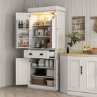 HOMCOM 71" H Kitchen Pantry Cabinet with Spice Racks and LED Lights - White-Six spice racks behind doors complete with protective bars 