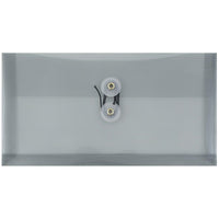 JAM Paper Enveloppes en plastique format affaires n° 10 avec ferm. à bouton et ficelle, 5 1/4 x 10 po, gris fumée, 24/paquet-Gris fumée