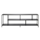 Hudson&Canal Winthrop TV Stand with Metal Shelves for TV's up to 75" - Blackened Bronze-A modern contemporary design accommodates TVs up to 75" for your entertaining space