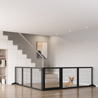 PawHut - Barrière pour animaux en bois autoportante avec 6 panneaux, 2 pieds de soutien - noir-Cette barrière pour chien peut être entièrement pliée pour un rangement facile 