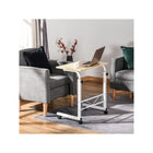 HOMCOM 23.5" Mobile Standing Desk with Adjustable Height - Natural Wood-Made of solid steel frame and particleboard 