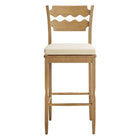 Modway - Jax Bois de chêne Tabouret de bar avec dossier ondulé en rasoir et coussin in Lin de chêne usé-Entièrement assemblé
