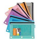 BAZIC Products - Trousse à crayons à 3 anneaux avec fenêtre en maille - Couleurs pastel rétro - Paquet de 12-Conception de sécurité: Dispose d'une fermeture à glissière de qualité pour un accès facile et sécurise tous vos articles. Un compartiment avec fenêtre transparente permet de voir à travers et de trouver facilement les objets