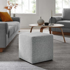 Modway Callum 17" Square Woven Heathered Fabric Upholstered Ottoman - Heathered Weave/Light Grey-Arrives Fully Assembled