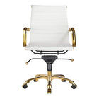 Plata Import Antoni Office Chair PU Leather Upholstery Low Back Gold Frame - White-Chrome base