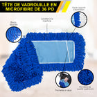 Gritt Commercial - Tête de vadrouille à poussière en microfibre bouclée - 36 po x 5 po - Bleu-Offre une meilleure élimination des bactéries que les vadrouilles en coton traditionnelles