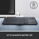 Logitech Wireless Touch-Keyboard K400 Plus - Black - English-Media-friendly TV keyboard