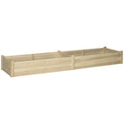 Outsunny Wooden 2-Section Raised Garden Bed with Fabric Liner - 96" L x 24.25" W x 10.75" H - Natural-Suitable for plants, vegetables, herbs, flowers, etc. 