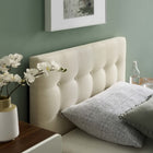 Modway Emily Upholstered Fabric Twin Headboard - Ivory-Deep inset buttons