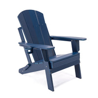 Lake Country HDPE Folding Adirondack Chair - Dark Blue-Cup Holder 