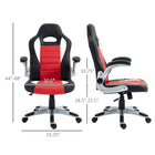 HOMCOM - Chaise de bureau en cuir PU avec accoudoir réglable - rouge-Base robuste à 5 branches avec vérin à gaz, supporte jusqu’à 264 lb