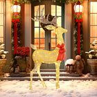 Outsunny Light Up Reindeer Christmas Decoration with 137 LED Lights - Gold-IP44 rated material is safe in mild rain. Suitable for outdoor use 