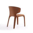 Manhattan Comfort Conrad 20.47" Mid-Century Modern Faux Leather Upholstered Dining Chairs - Saddle - Set of 2-Seat Height: 17.3"